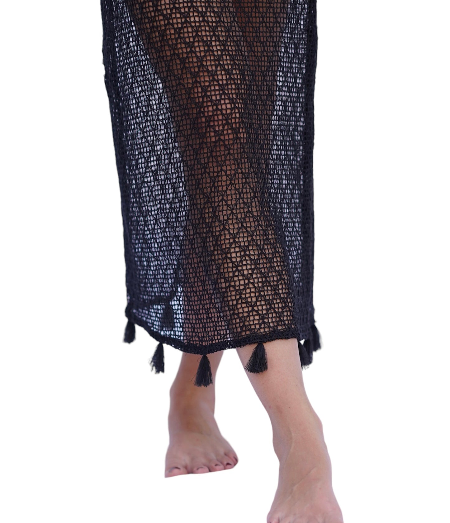 Breezy Crochet knit Coverup Skirt-Black